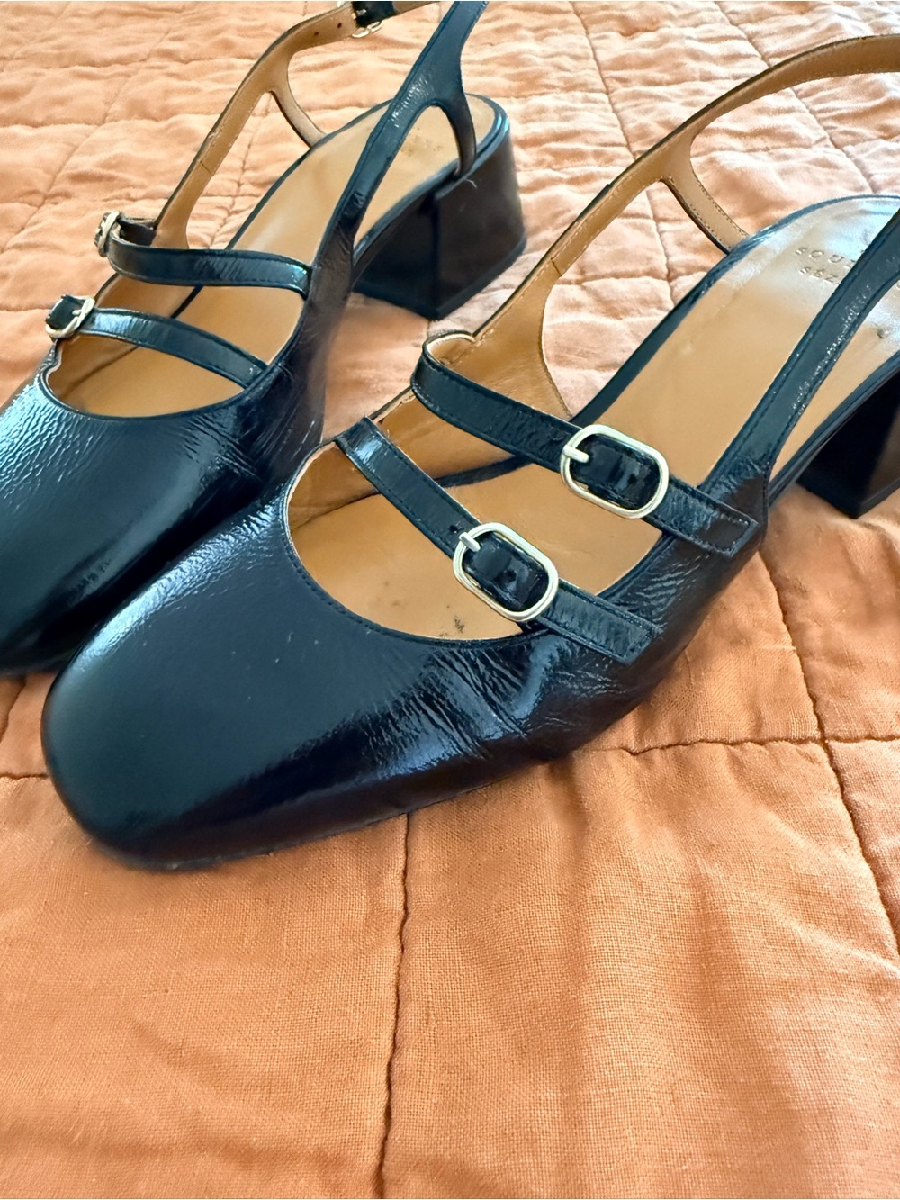 Sézane Paula Babies Black Patent Slingback Mary Jane Heels Size 8 / 39 - Picture 4 of 12